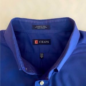 CHAPS Men’s Royal Blue Classic Fit Twill Long Sleeve BD Shirt Size XL